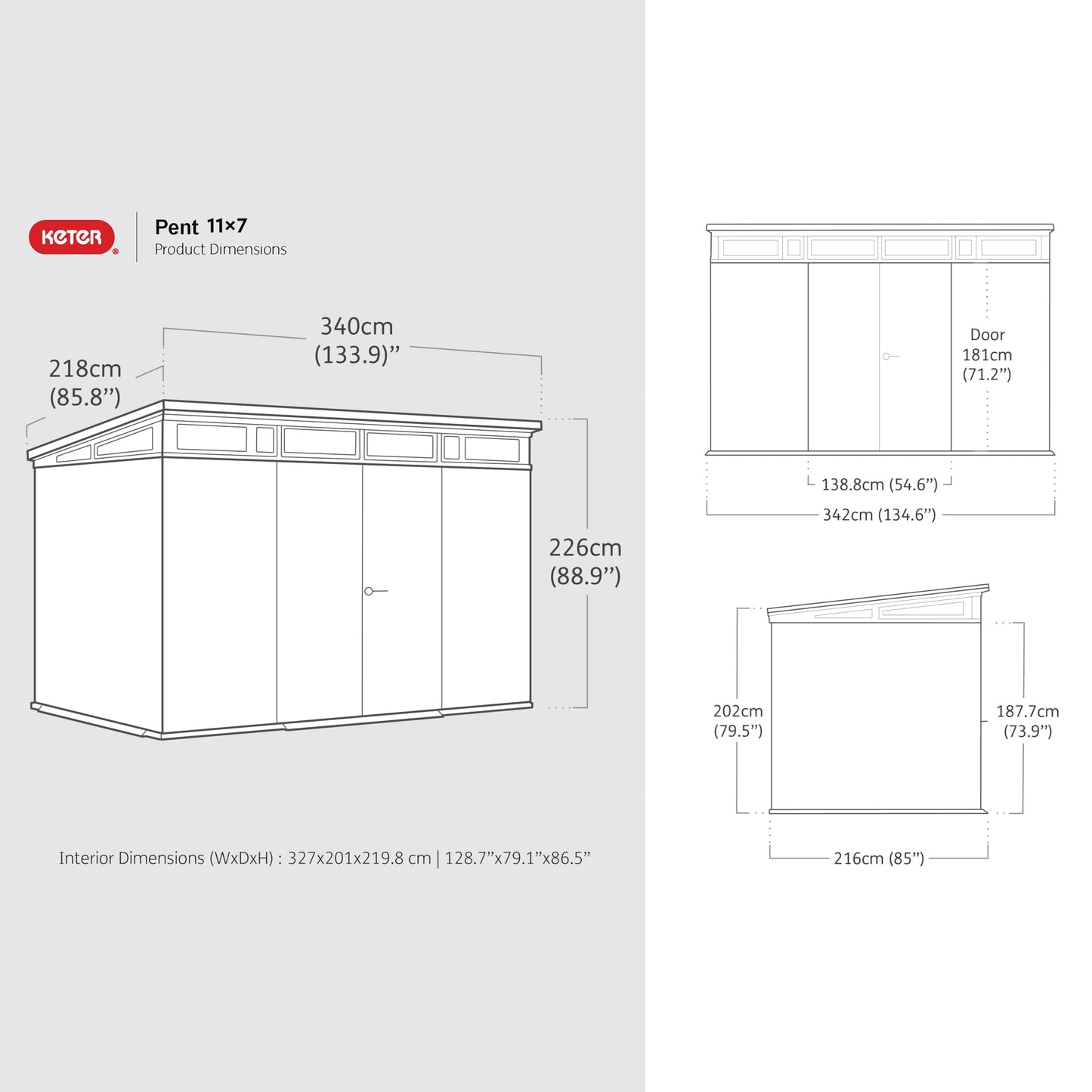 11x7ft Large Outdoor Garden Storage Shed with Lockable Double Doors & Reinforced Roof