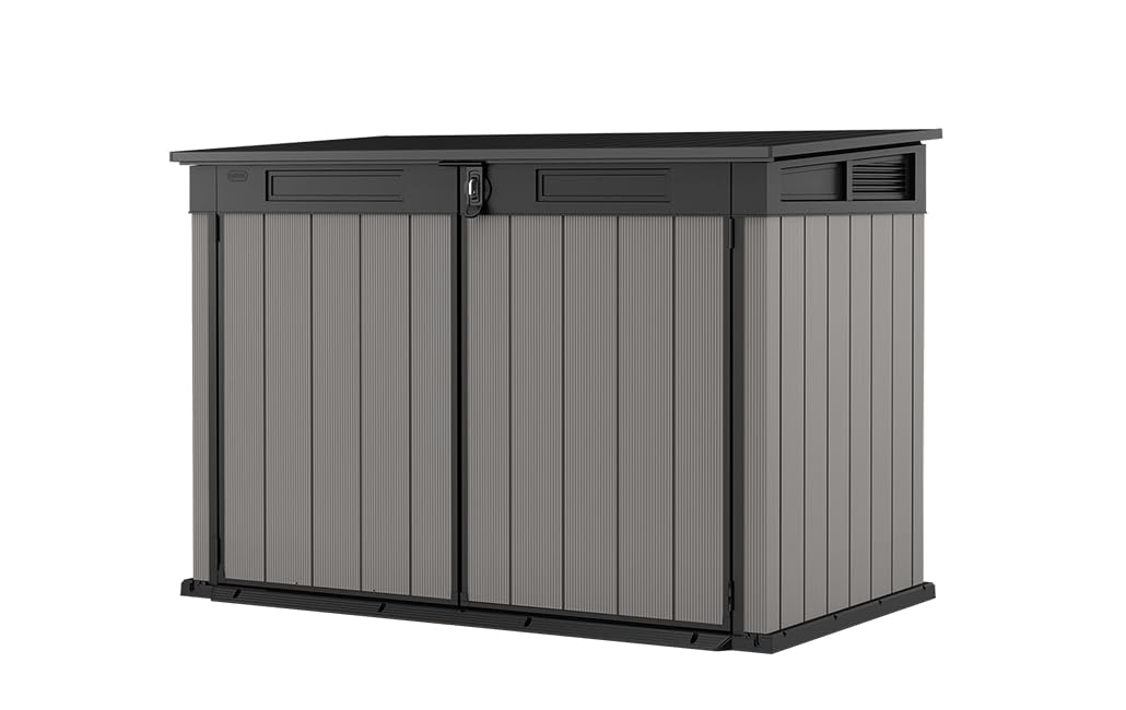 1150L Outdoor Garden Storage Box with Hydraulic Lid & Double Doors