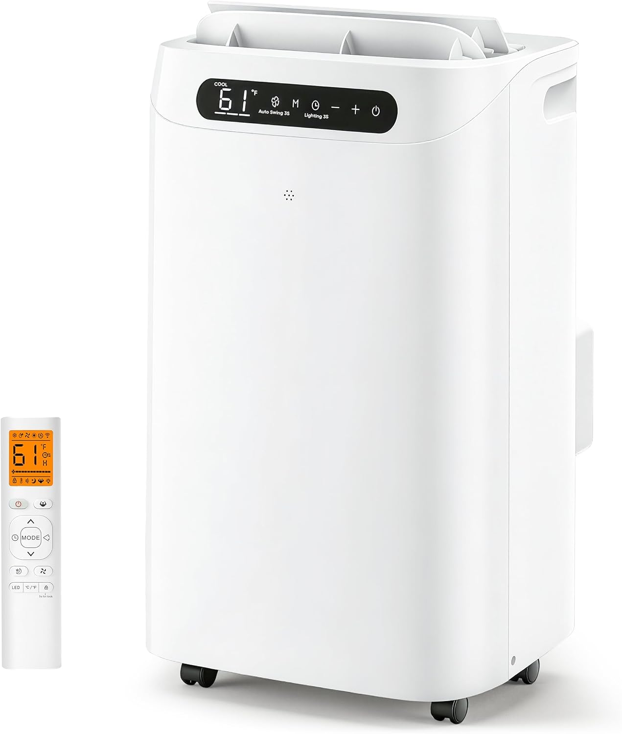 14000 BTU Portable Air Conditioner with Cooling, Fan & Dehumidifier, Remote Control, Sleep Mode, White