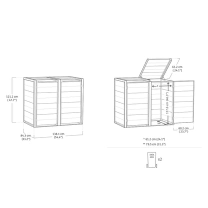 Double Wheelie Bin Storage Unit with Weatherproof Design & Easy Access Lid