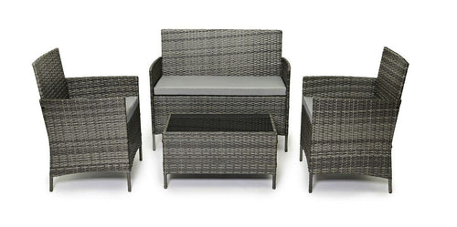 4 Seater Rattan Garden Furniture Set with Coffee Table & Cushions