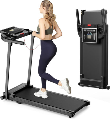 Foldable Walking Pad Treadmill with Handle, LCD Display & Compact Design