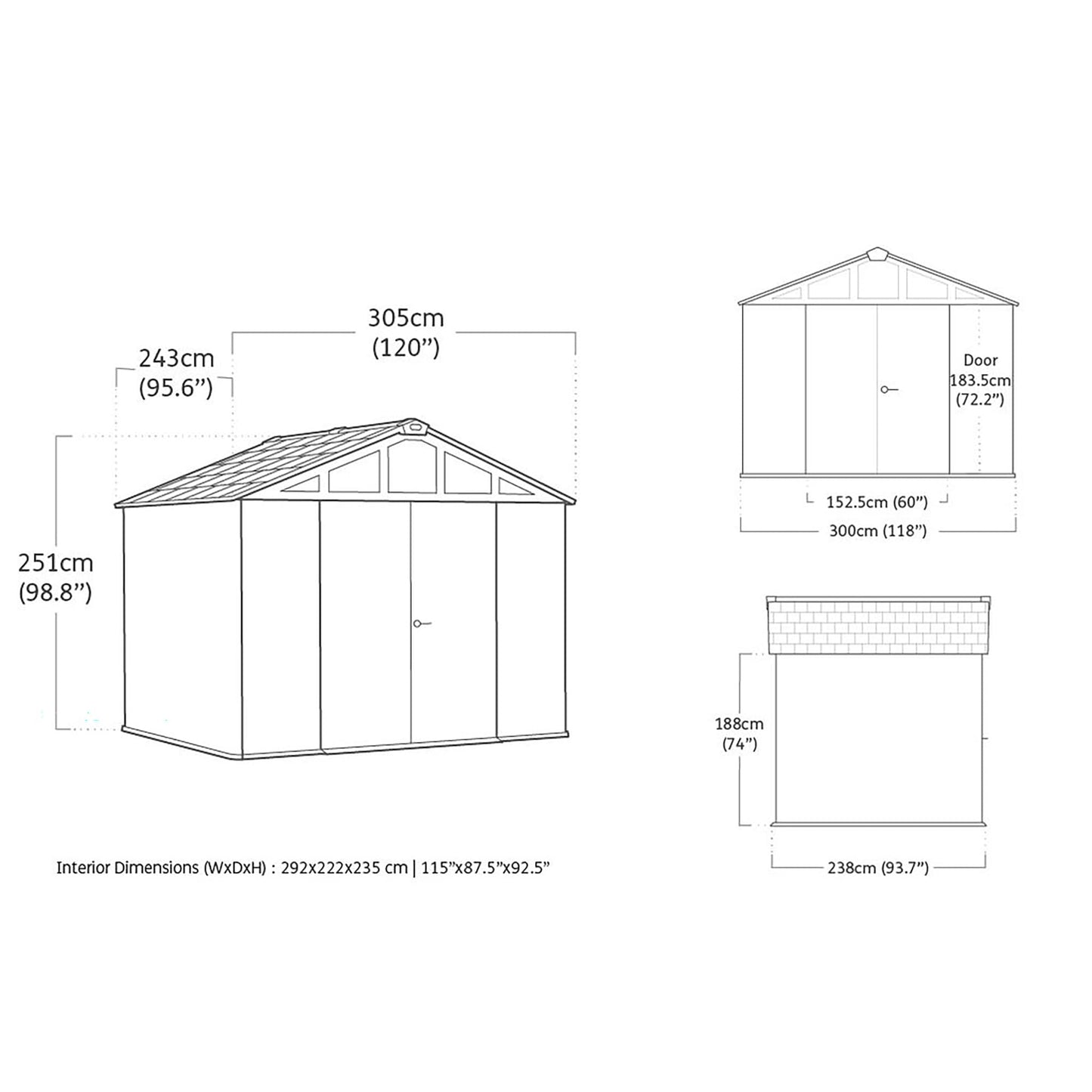 10x8ft Heavy Duty Outdoor Garden Storage Shed with Wide Doors & Ventilation