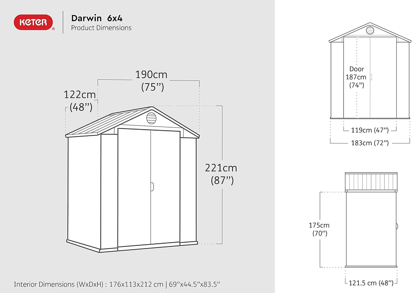 6 x 4 ft Outdoor Garden Storage Shed with Double Doors, Floor & Ventilation