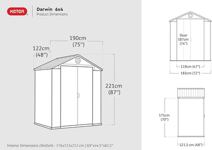 6 x 4 ft Outdoor Garden Storage Shed with Double Doors, Floor & Ventilation