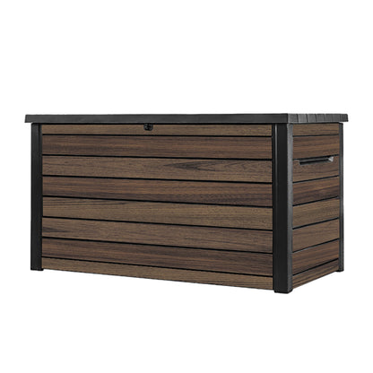 870L Large Outdoor Garden Storage Box with Lockable Lid & Extra Seating