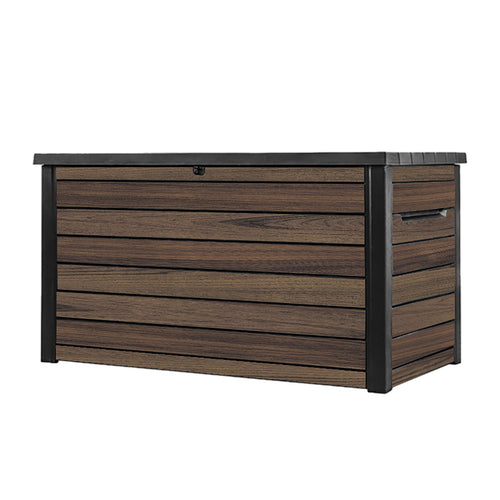 870L Large Outdoor Garden Storage Box with Lockable Lid & Extra Seating