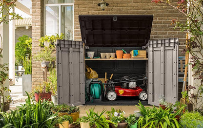1200L Outdoor Garden Storage Box with Hinged Doors & Lift-Up Lid