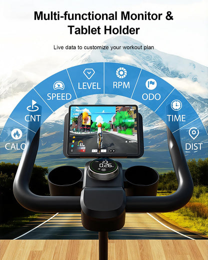 Magnetic Indoor Exercise Bike with LCD Display & Smart App Connectivity