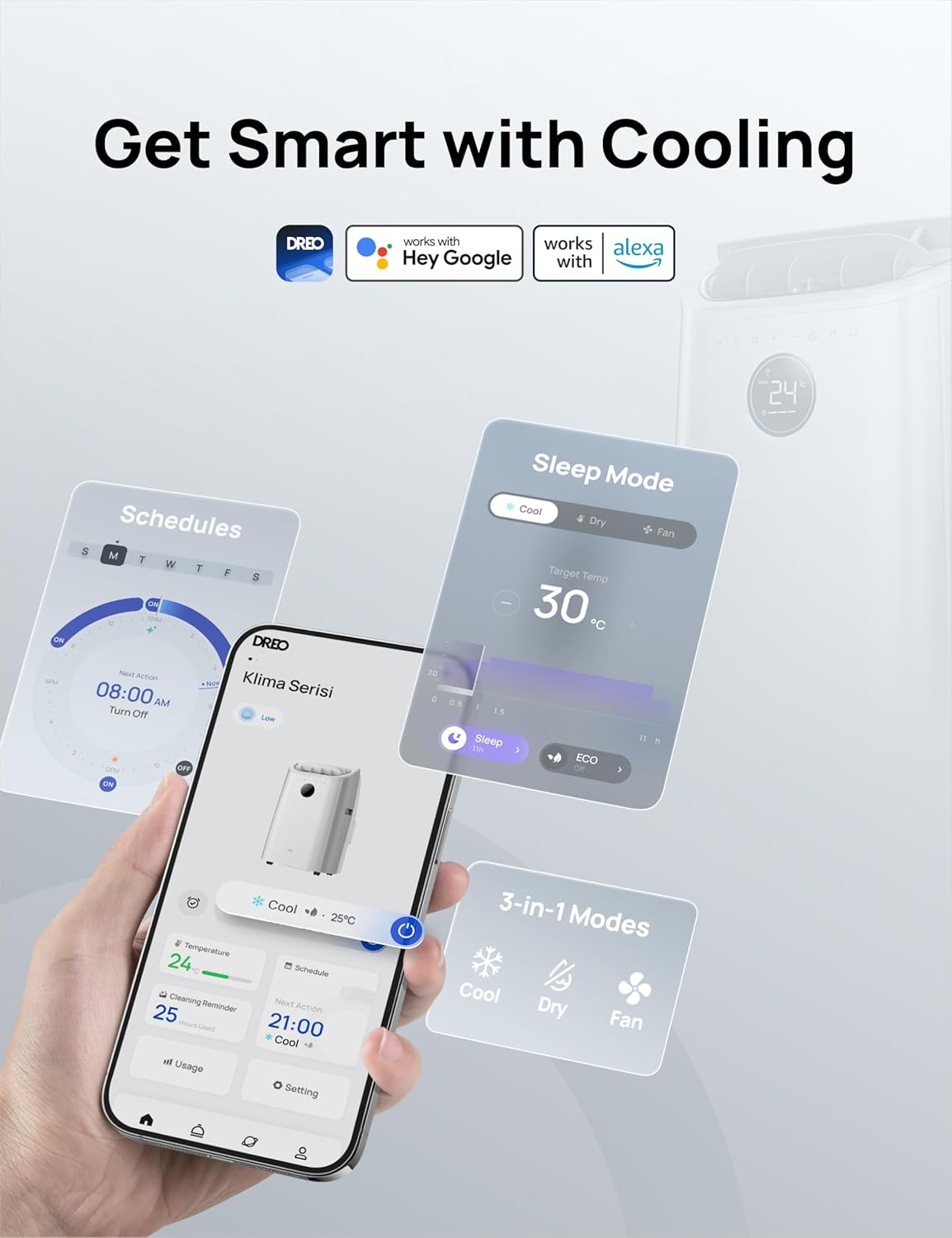 12,000 BTU Portable Air Conditioner – 3-in-1 Cooling, Fan, and Dehumidifier with App and Voice Control