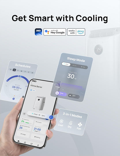 12,000 BTU Portable Air Conditioner – 3-in-1 Cooling, Fan, and Dehumidifier with App and Voice Control