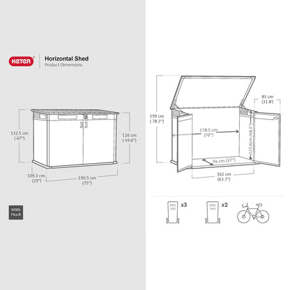 2020L Large Outdoor Storage Shed with Lockable Doors & Easy Access Lid