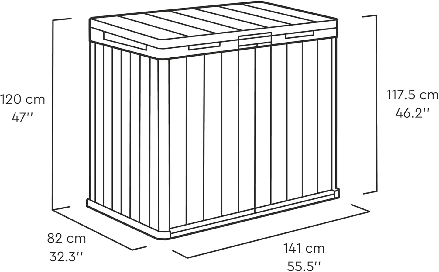 1150L Outdoor Garden Storage Box with Hydraulic Lid & Double Doors