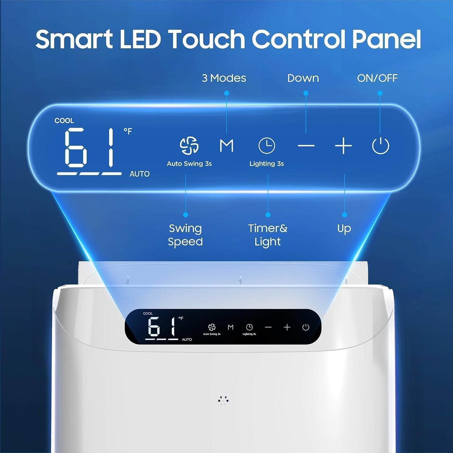 14000 BTU Portable Air Conditioner with Cooling, Fan & Dehumidifier, Remote Control, Sleep Mode, White