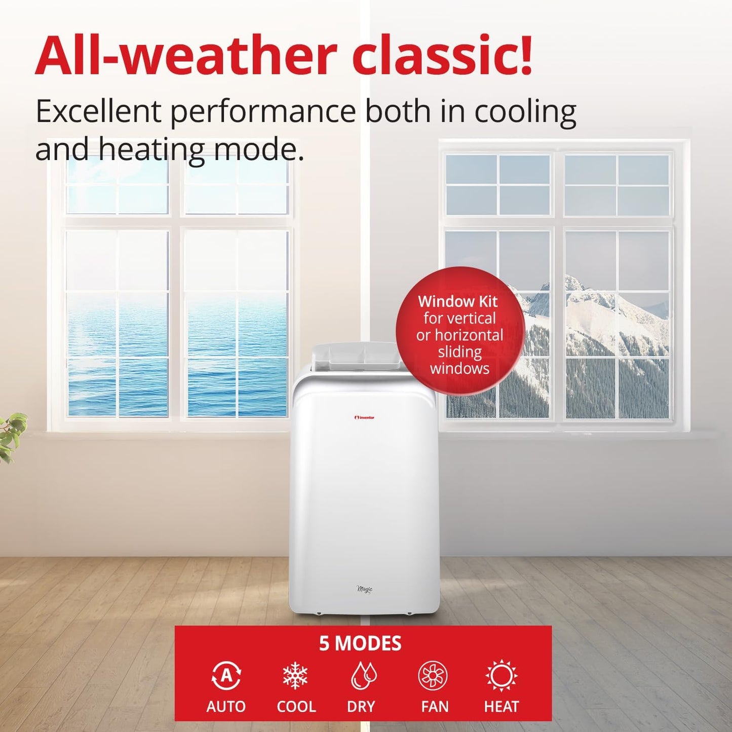 12,000 BTU Portable Air Conditioner – 5-in-1 Cooling, Heating, Fan, Dehumidifier & Timer with Remote Control and Window Kit