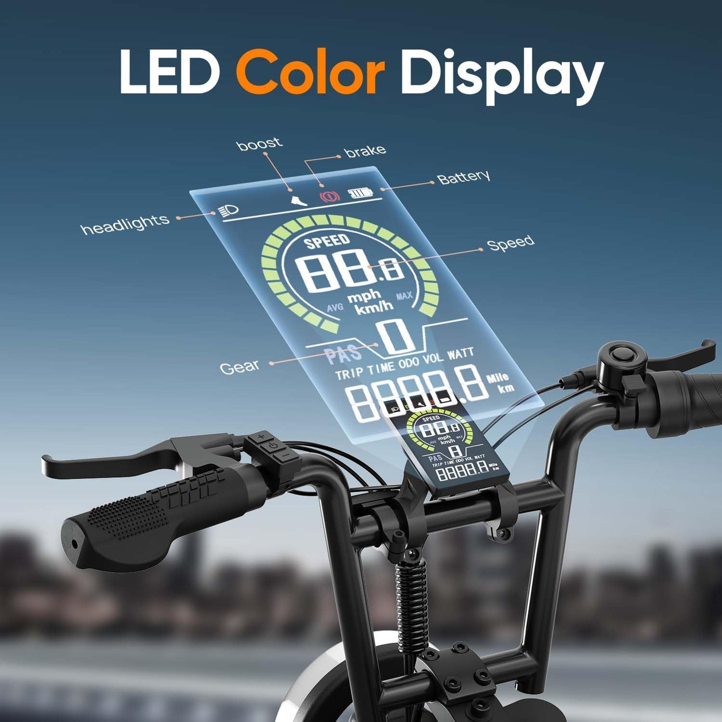 Fat Tire Electric Bike for Adults, 48V 13Ah Removable Battery, 250W Brushless Motor E-Bike with Dual Suspension