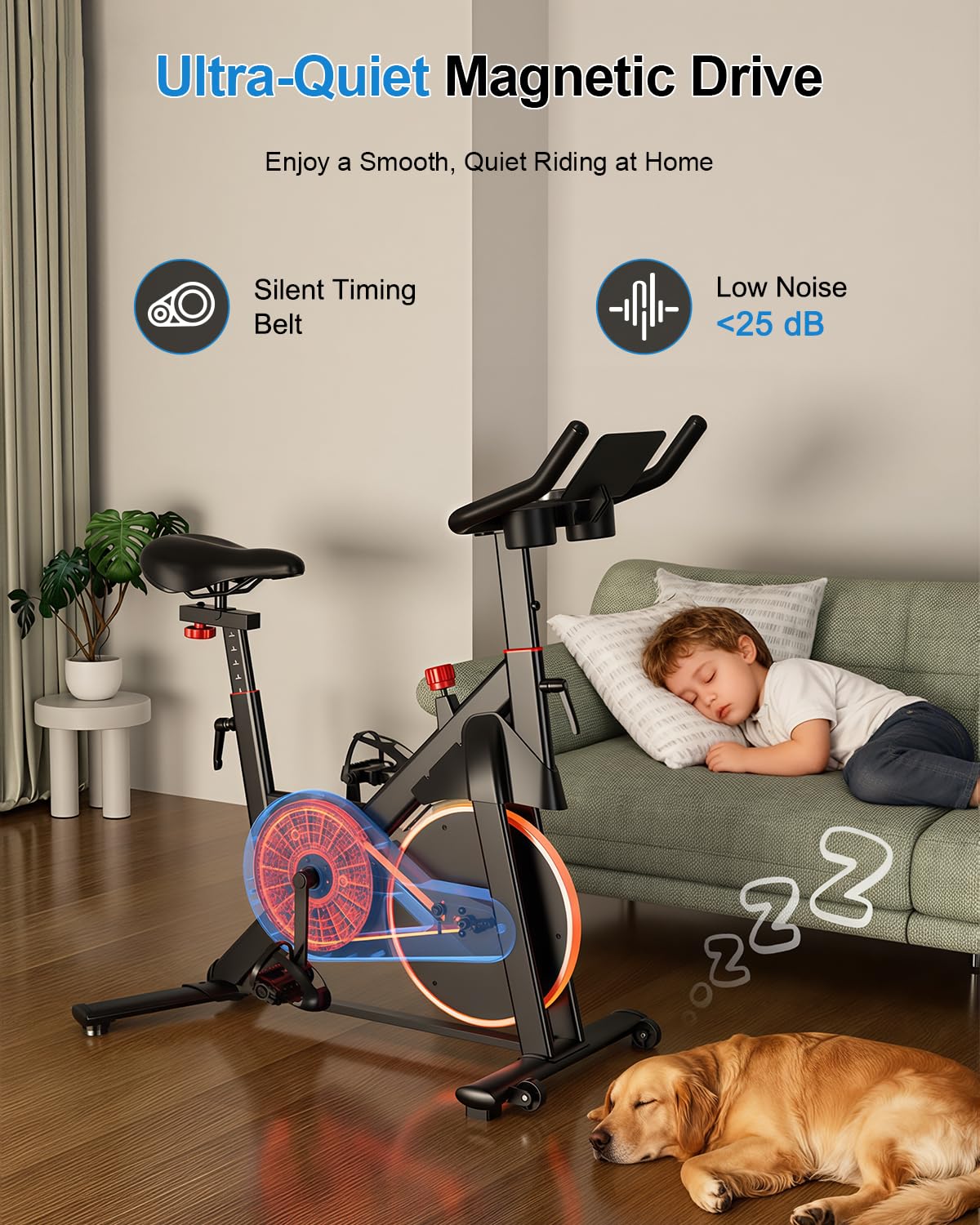 Magnetic Indoor Exercise Bike with LCD Display & Smart App Connectivity