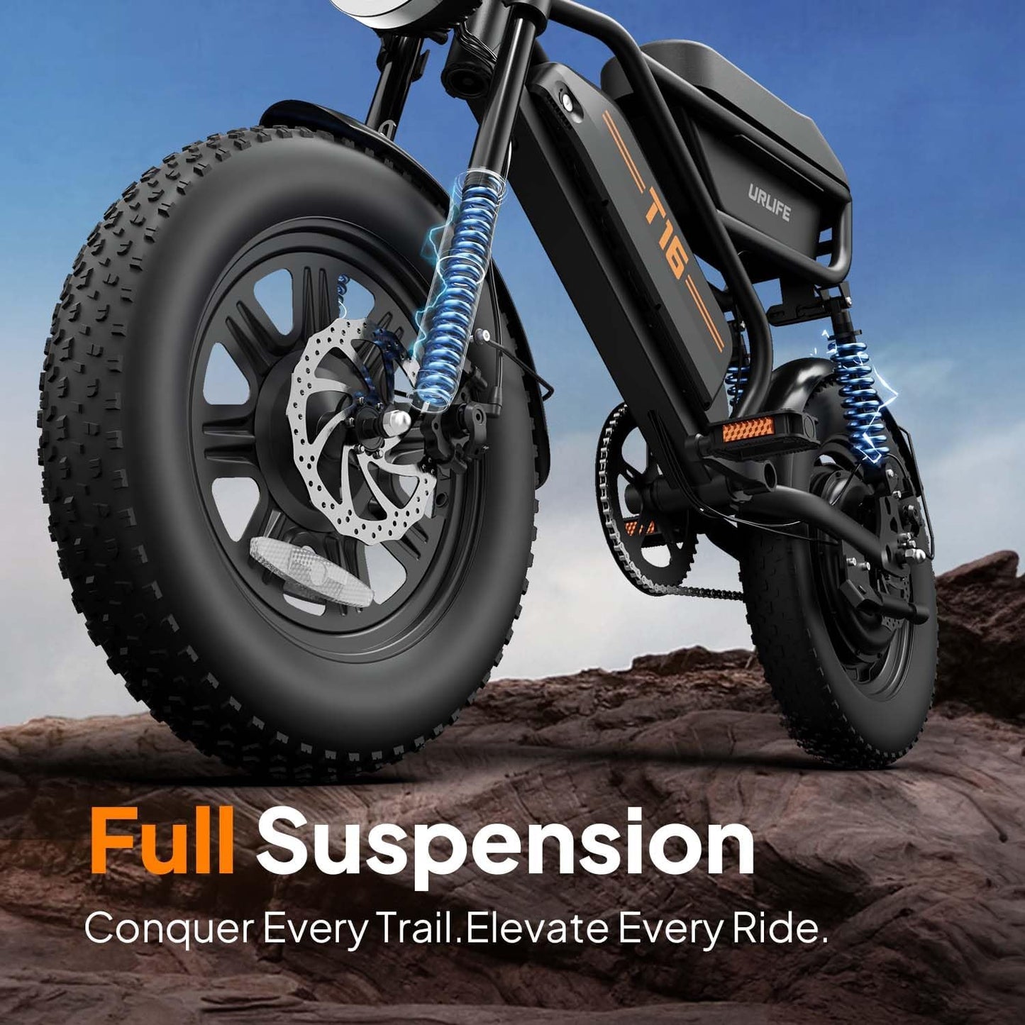 Fat Tire Electric Bike for Adults, 48V 13Ah Removable Battery, 250W Brushless Motor E-Bike with Dual Suspension