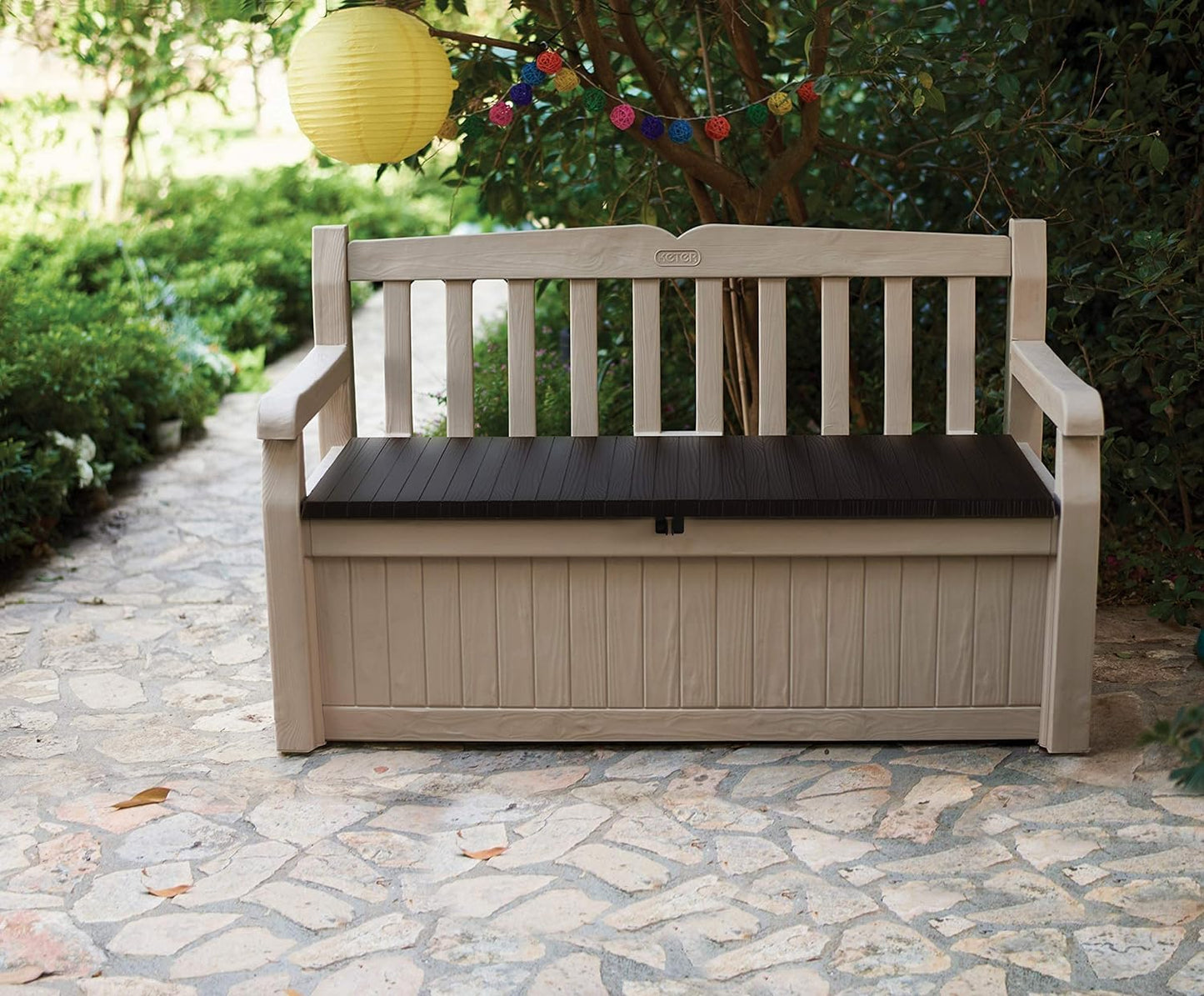 265L Outdoor Storage Bench with Hidden Storage & Weatherproof Design