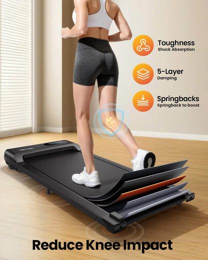 Compact Walking Pad Treadmill with Quiet Motor, Remote Control & LED Display
