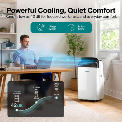 16000 BTU Portable Air Conditioner with WiFi, Cooling, Fan, Dehumidifier, Sleep Mode & Remote Control