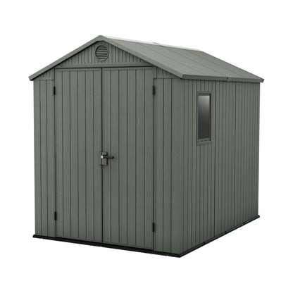 6x8ft Outdoor Garden Storage Shed with Double Doors & Wood-Effect Finish