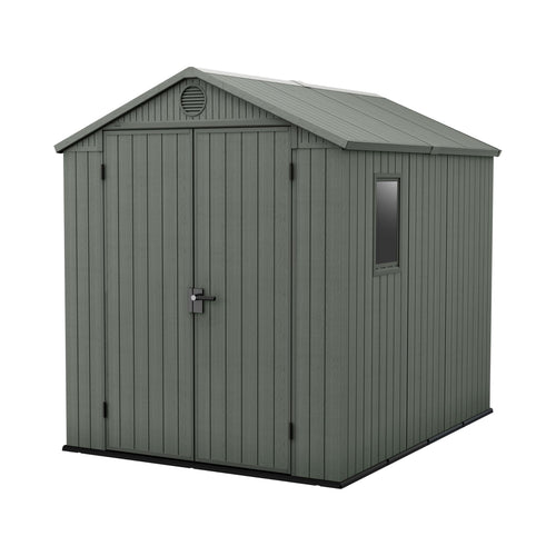6x8ft Outdoor Garden Storage Shed with Double Doors & Wood-Effect Finish