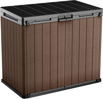 1150L Outdoor Garden Storage Box with Hydraulic Lid & Double Doors