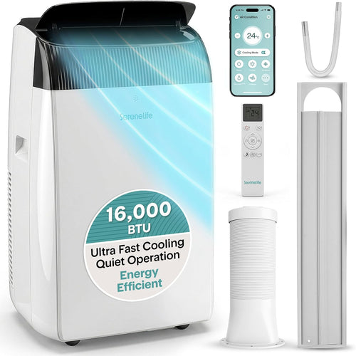 16000 BTU Portable Air Conditioner with WiFi, Cooling, Fan, Dehumidifier, Sleep Mode & Remote Control