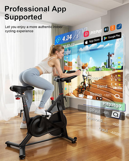 Magnetic Indoor Exercise Bike with LCD Display & Smart App Connectivity