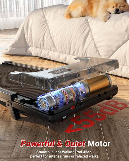 Portable Walking Pad Treadmill with 6% Incline, App Control & Foldable Design