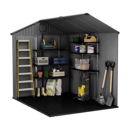 6x8ft Outdoor Garden Storage Shed with Double Doors, Window & Ventilation