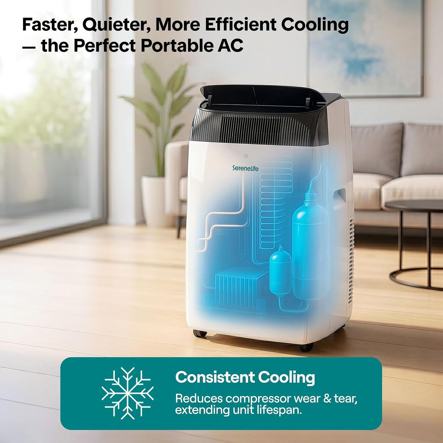 16000 BTU Portable Air Conditioner with WiFi, Cooling, Fan, Dehumidifier, Sleep Mode & Remote Control