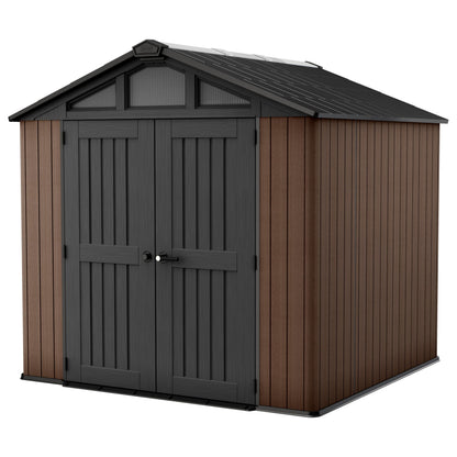 8x8ft Heavy Duty Outdoor Garden Storage Shed with Windows & Reinforced Roof