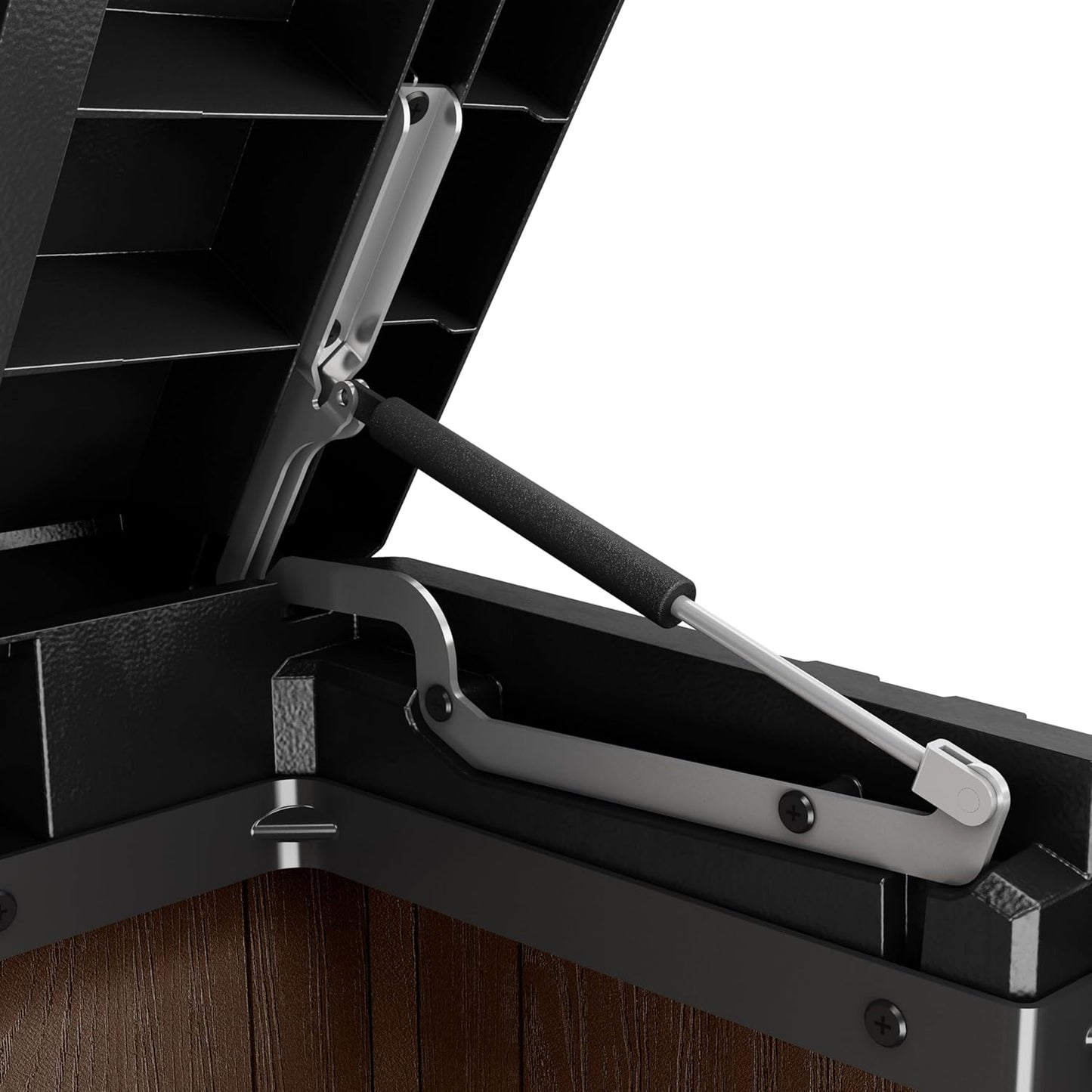 1150L Outdoor Garden Storage Box with Hydraulic Lid & Double Doors