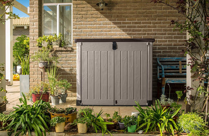 1200L Outdoor Garden Storage Box with Hinged Doors & Lift-Up Lid