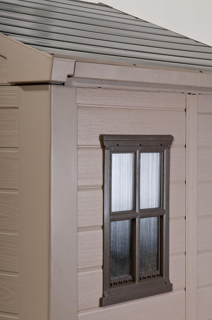 Outdoor Garden Storage Shed with Floor, Double Doors & UV-Resistant Resin