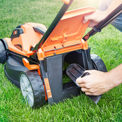 24V Cordless Lawn Mower with Battery, Fast Charger & Rear Roller