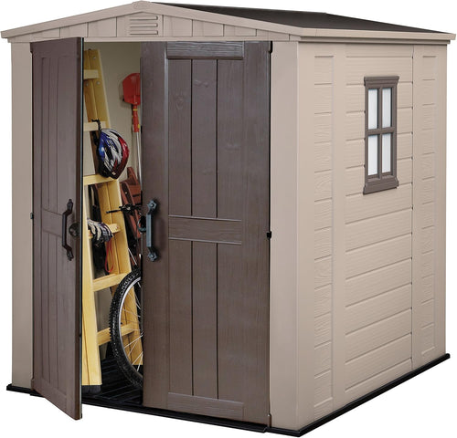 Outdoor Garden Storage Shed with Floor, Double Doors & UV-Resistant Resin