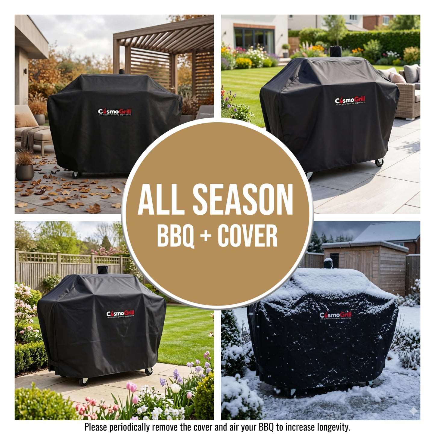 Hybrid Gas & Charcoal BBQ Grill with Smoker, Side Burner & Protective Cover
