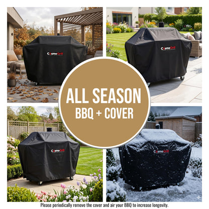 Hybrid Gas & Charcoal BBQ Grill with Smoker, Side Burner & Protective Cover