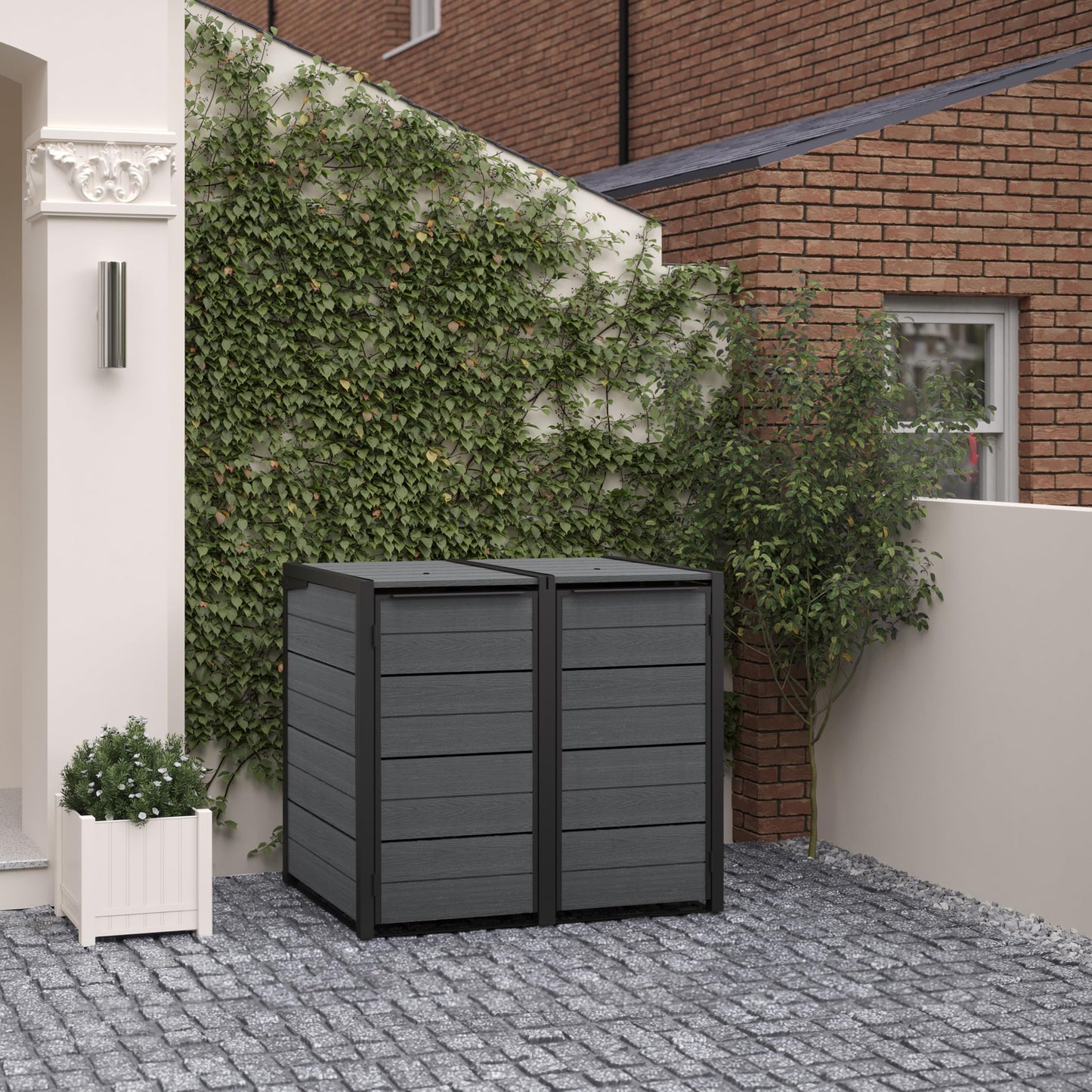 Double Wheelie Bin Storage Unit with Weatherproof Design & Easy Access Lid