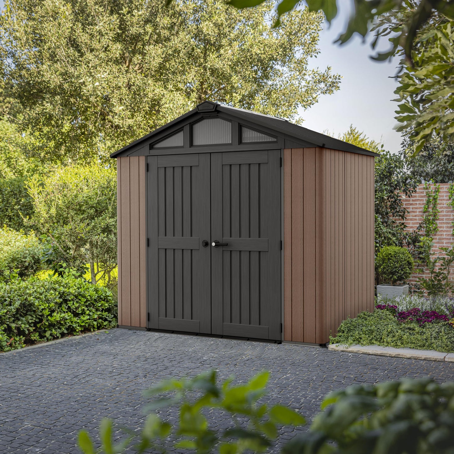 8x6ft Heavy Duty Outdoor Garden Storage Shed with Windows & Lockable Doors