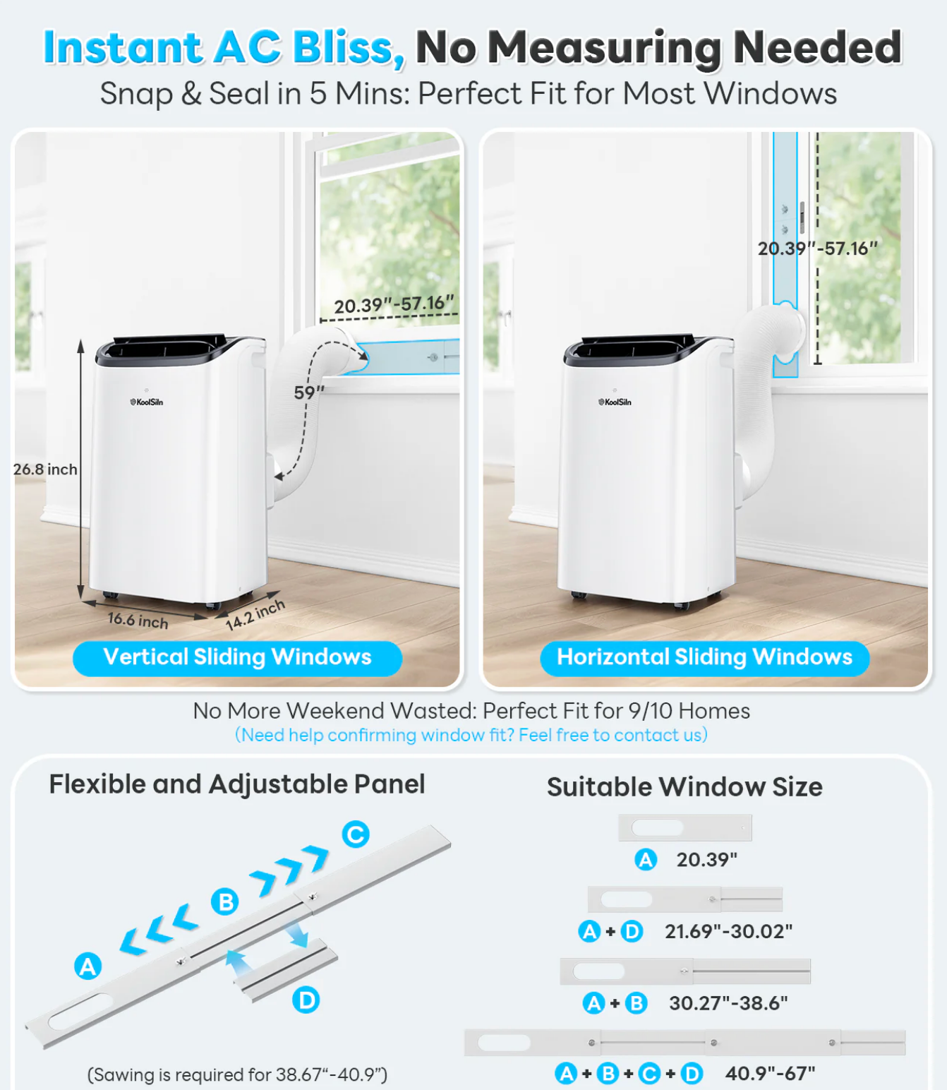 14000 BTU Portable Air Conditioner with Cooling, Dehumidifier, Fan, Sleep Mode & Remote Control
