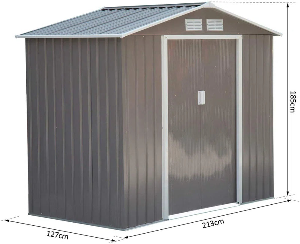 7 Ft. W X 4 Ft. D Metal Apex Garden Shed